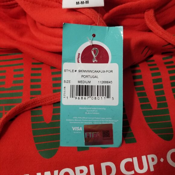 Fifa World Cup Qatar 2022 Official Licensed Portugal Red Hoodie Sweatshirt Men M - Picture 12 of 15